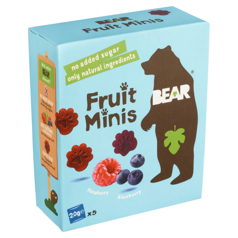 Bear Fruit Minis ovocné kousky malina a borůvka (5×20 g)