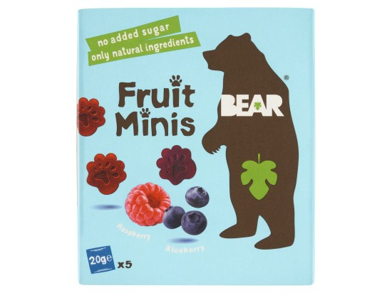 Bear Fruit Minis ovocné kousky malina a borůvka (5×20 g)