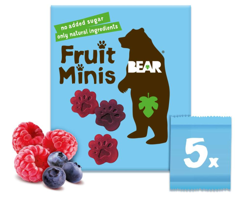 Bear Fruit Minis ovocné kousky malina a borůvka (5×20 g)