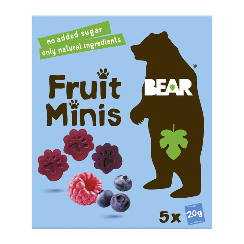 Bear Fruit Minis ovocné kousky malina a borůvka (5×20 g)