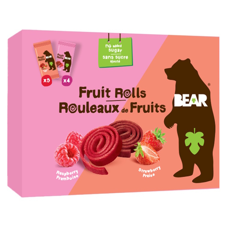 Bear Fruit Rolls jahoda a malina ovocné rolované plátky 9×20 g