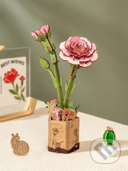 NiXiM Dřevěné 3D puzzle/Růžový karafiát - puzzle z kategorie 3D puzzle