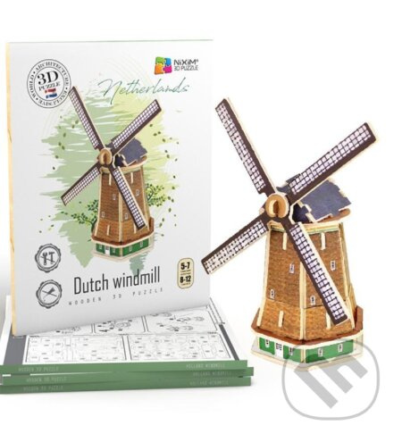 Holandský větrný mlýn (Dřevěné 3D puzzle) - puzzle z kategorie 3D puzzle