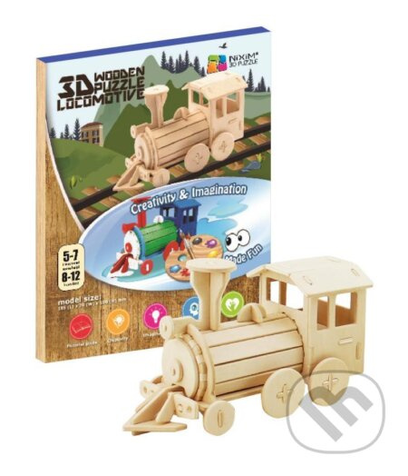 Lokomotiva (Dřevěné 3D puzzle) - puzzle z kategorie Umělecké