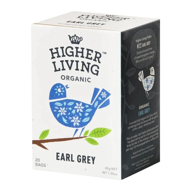 Higher Living černý čaj Earl Grey BIO 20x2.25g