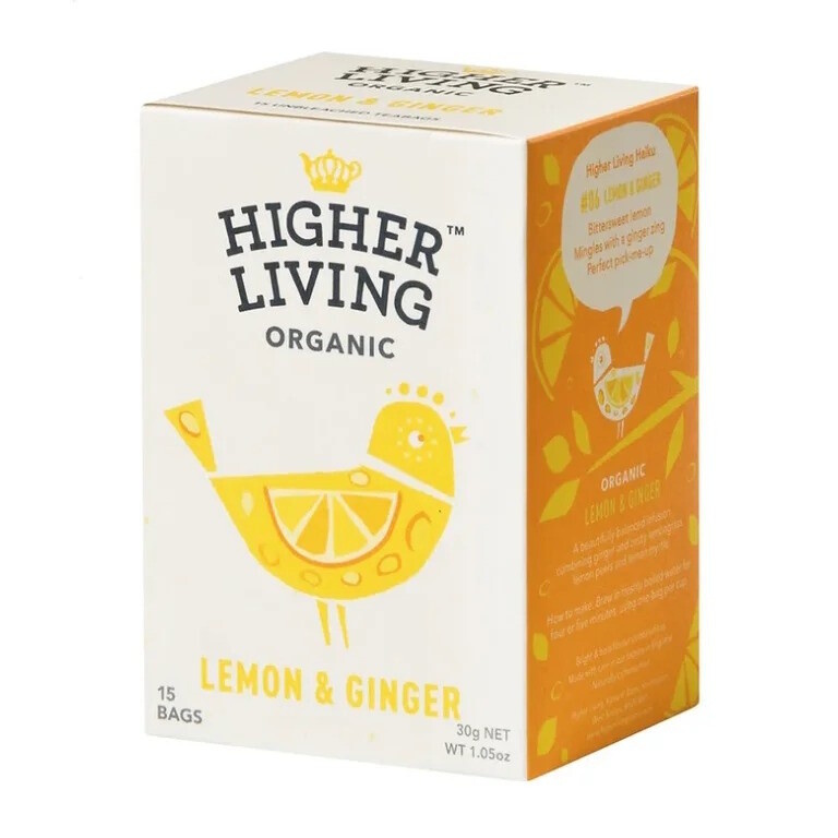 Higher Living čaj citrón a zázvor BIO 15x2g