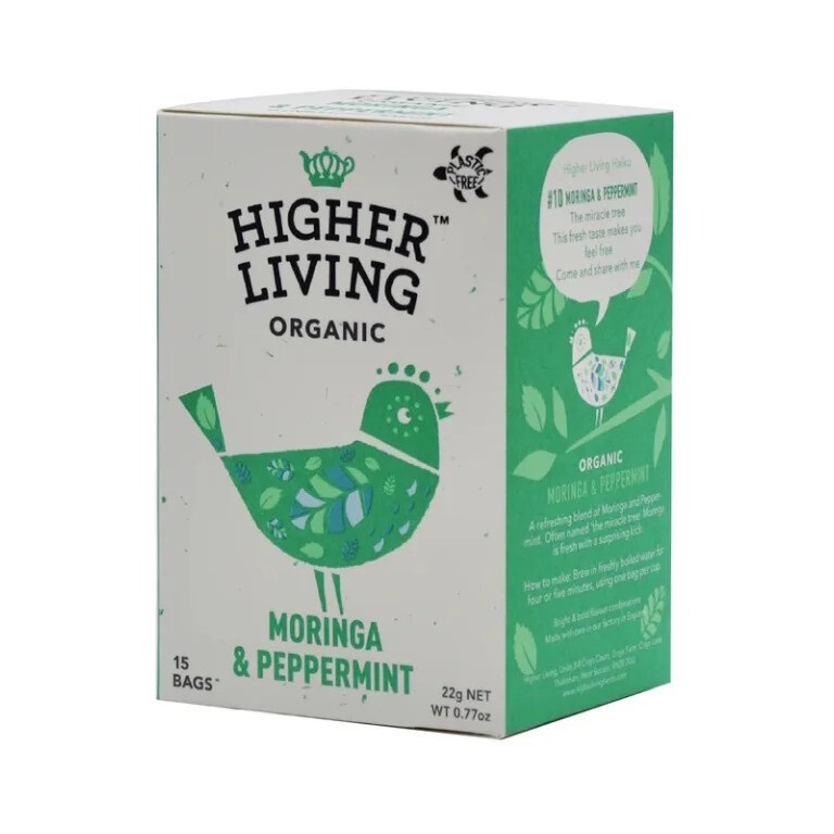 Higher Living bylinný čaj Máta s moringou BIO 15x 1,46 g