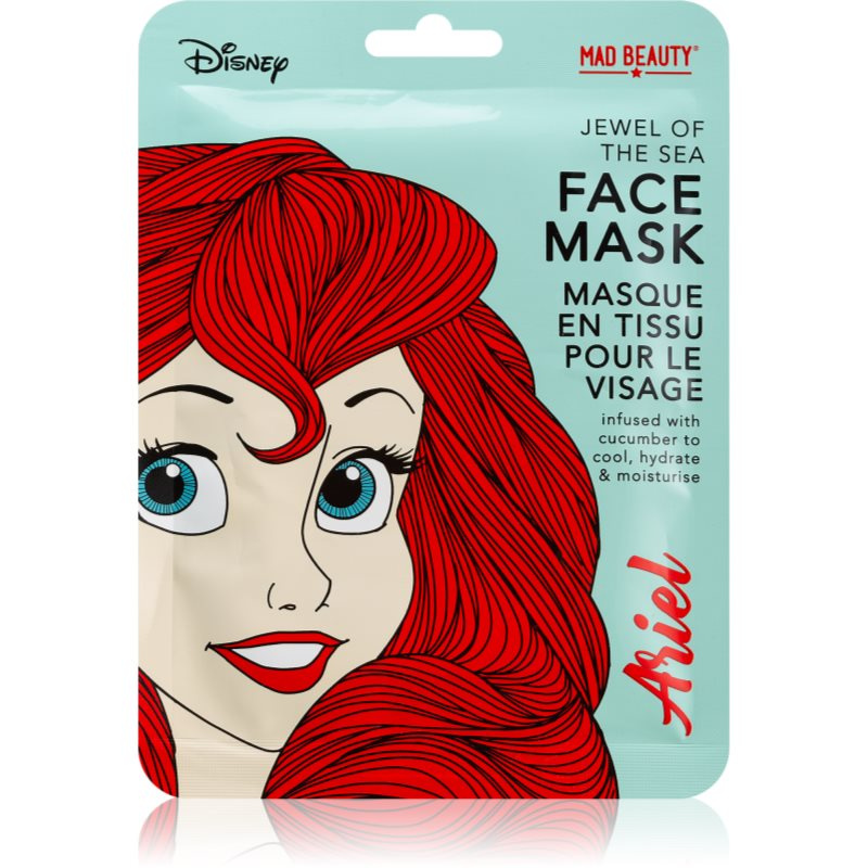 Mad Beauty Disney Princess Ariel hydratační plátýnková maska s výtažky z okurky 25 ml