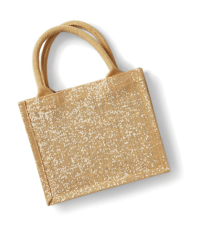 Jutová třpytivá Taška Mini Gift,26x22x14cm,juta 98%, 6 L