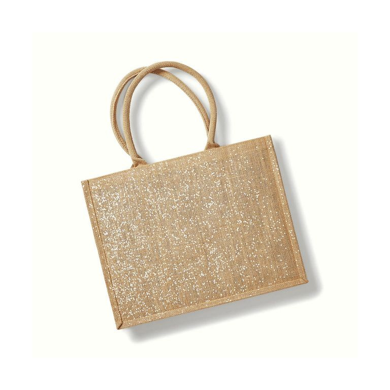 Jutová třpytivá Taška Mini Gift, 42x33x19 cm, juta 98%, 21 L