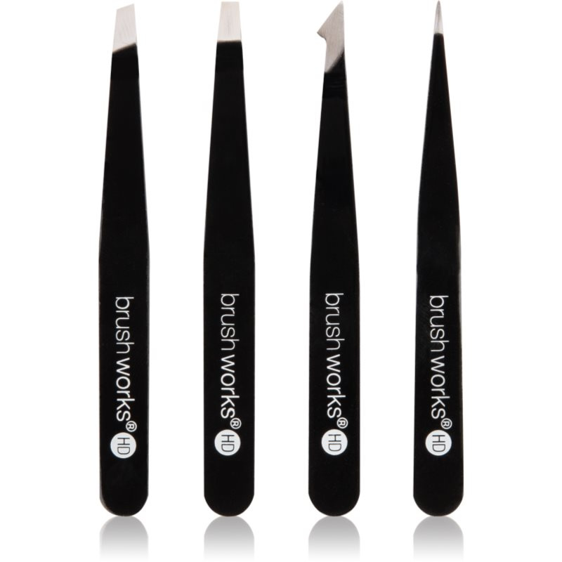Brushworks The Complete sada pinzet na obočí Black 4 ks