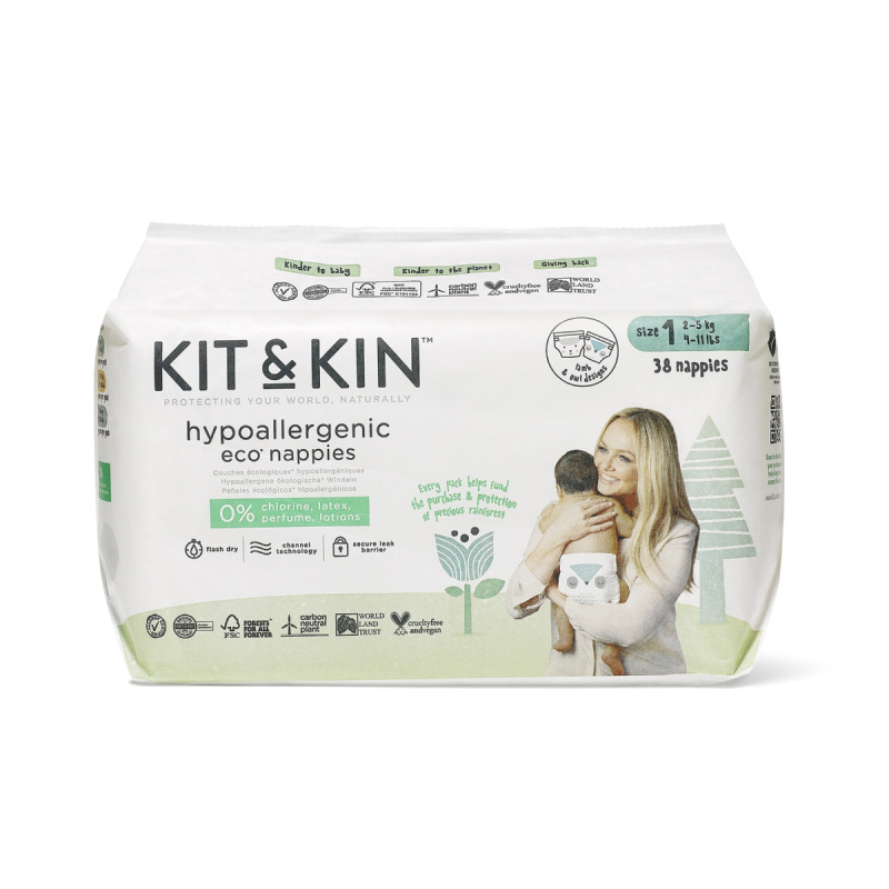 Kit&Kin Eko plenky, velikost 1, 2–5 kg (38 ks)