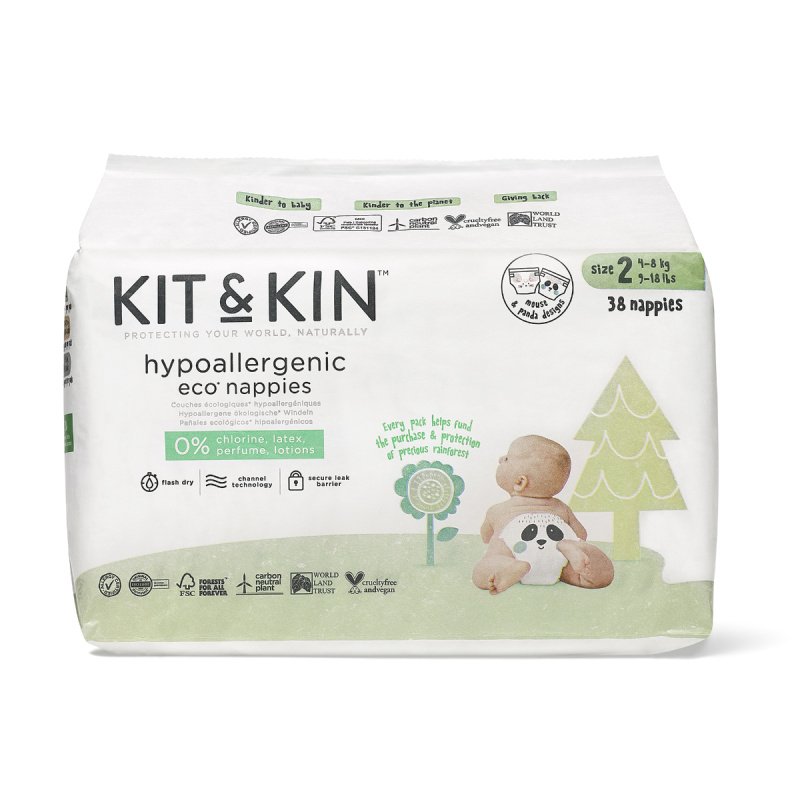 Kit&Kin Eko plenky, velikost 2, 4–8 kg (38 ks)
