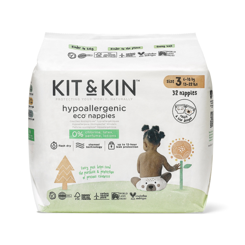 Kit&Kin Eko plenky, velikost 3, 6–10 kg (32 ks)