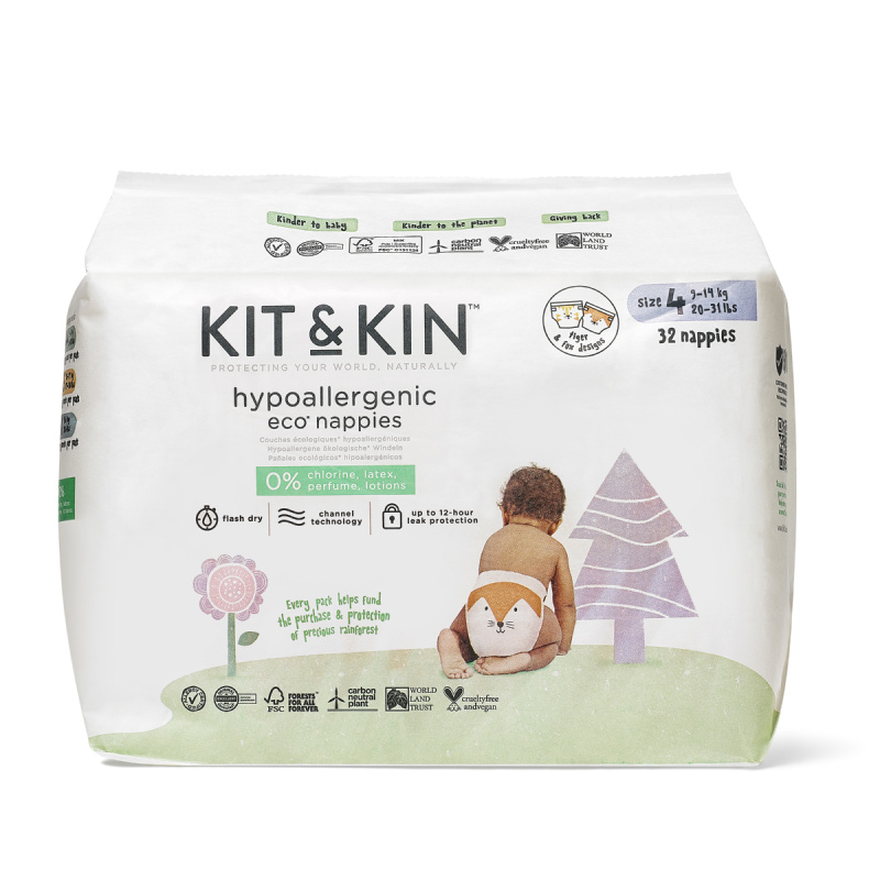 Kit&Kin Eko plenky, velikost 4, 9–14 kg (32 ks)