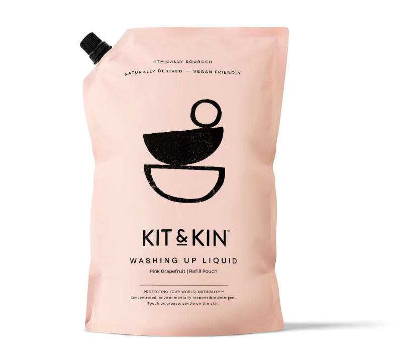 Kit&Kin Prostředek na mytí nádobí, růžový grapefruit, náhradní náplň, 1l