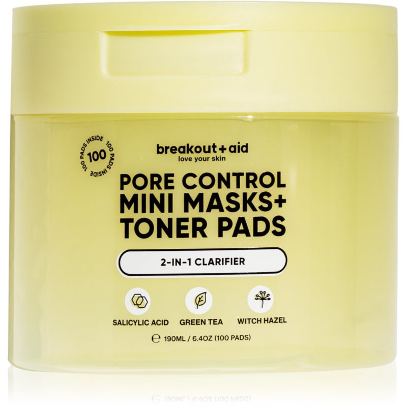 breakout + aid Pore Control Mini Masks + Toner Pads tonizační polštářky s kyselinou salicylovou 100 ks