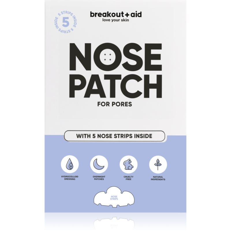 Breakout+aid Čistící náplasti na rozšířené póry na nose, 5 ks