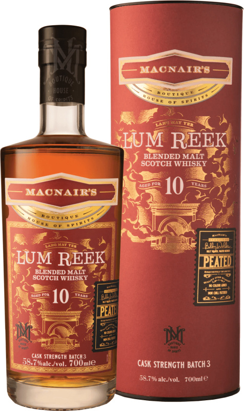 MacNair’s Lum Reek 10 letá Cask Strength Batch 3 58,7% 0,7l