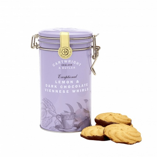 Cartwright & Butler Vídeňské sušenky s citronem a hořkou čokoládou, kovová dóza, 200 g 4570