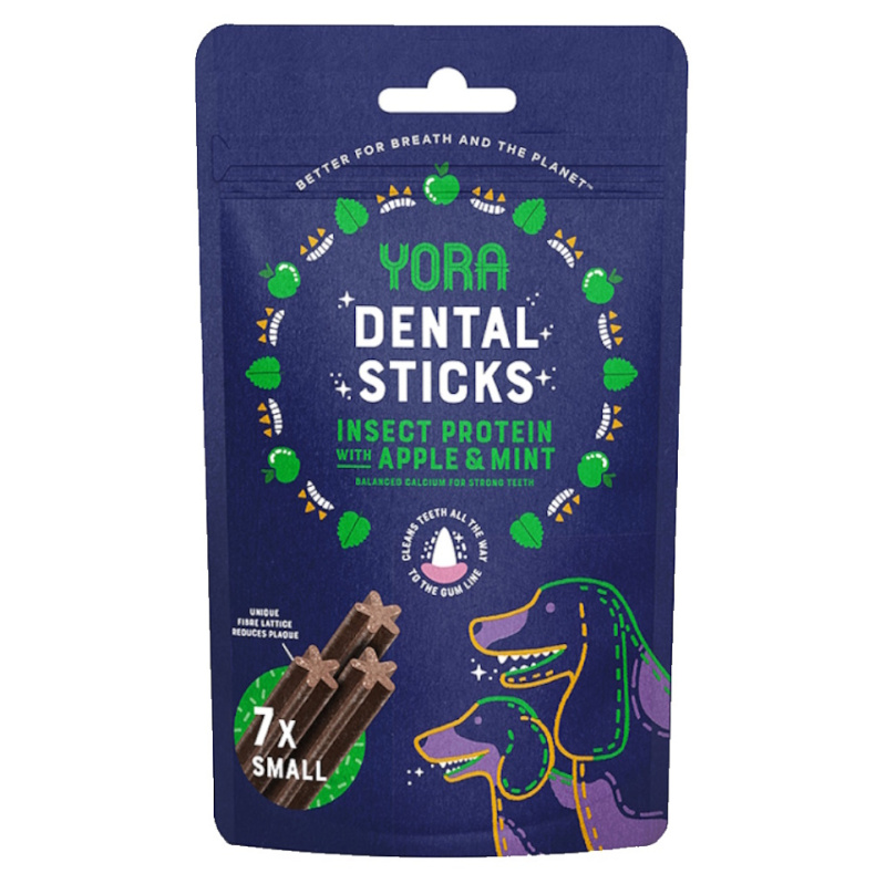 YORA dentální tyčinky z hmyzu jablko a máta pro psy S 56 g