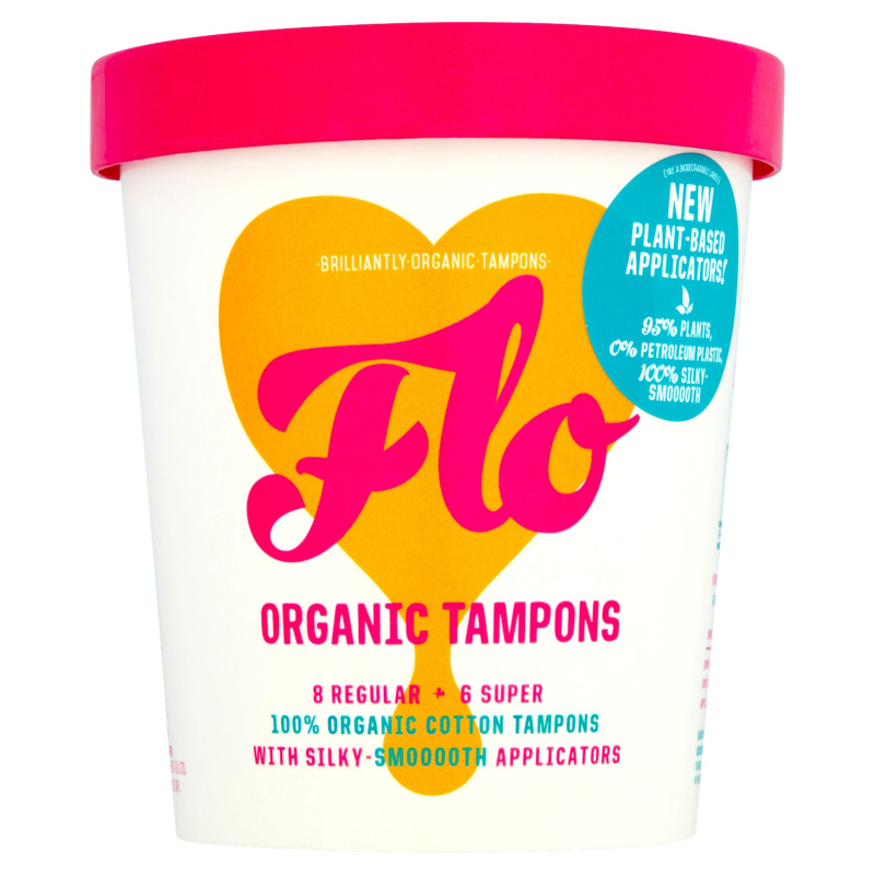 FLO menstruační tampony z bio bavlny s eko aplikátorem mix 8 ks  Regular a 6 ks Super