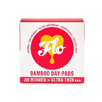 FLO Ultra tenké menstruační vložky z bio bambusu s křidélky, 16 ks denních