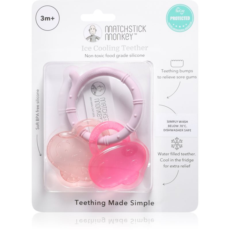 Matchstick Monkey Cooling Teether kousátko s chladivým účinkem Pink/ Dusty Pink 3m+ 1 ks