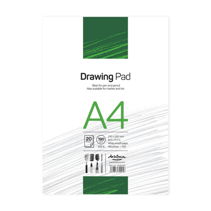 Skicák Drawing Pad bílý (190g/m2, 20 listů) A4