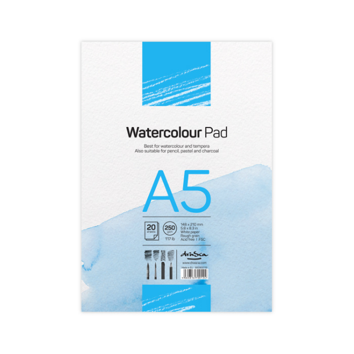 Skicák Watercolour Pad bílý (250g/m2, 20 listů) A5