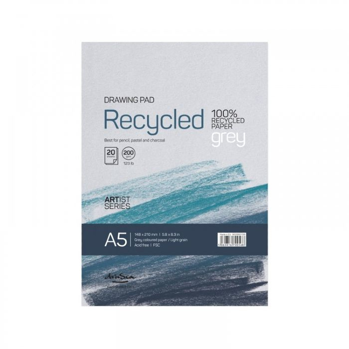 Skicák Recycled Drawing Pad šedý (200g/m2, 20 listů) A5