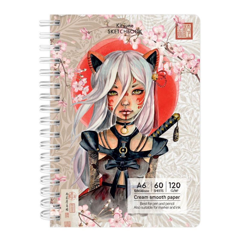 Kroužkový blok Kitsune (120g/m2, 60 listů) A6