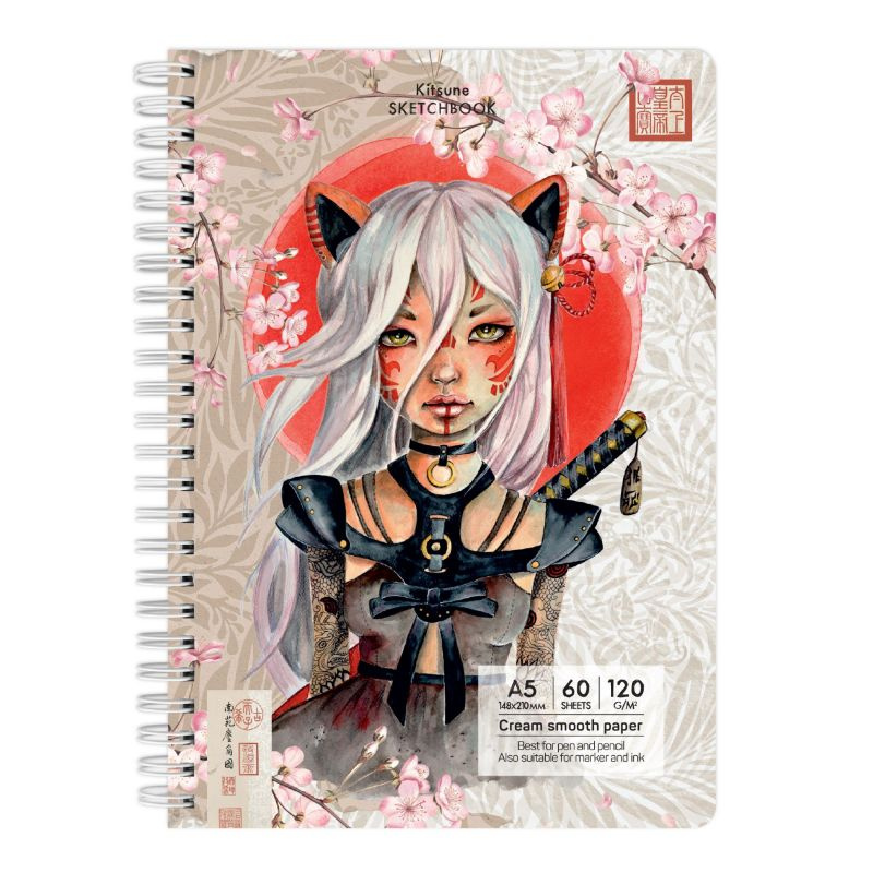 Kroužkový blok Kitsune (120g/m2, 60 listů) A5