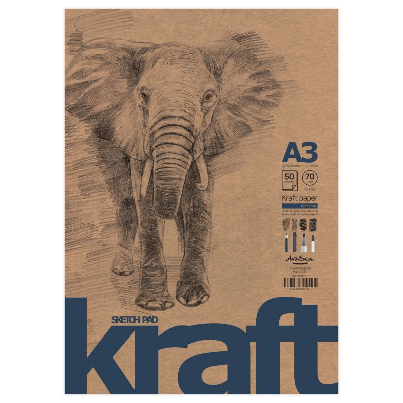 Skicák Elephant Sketch kraft (70g/m2, 50 listů) A3