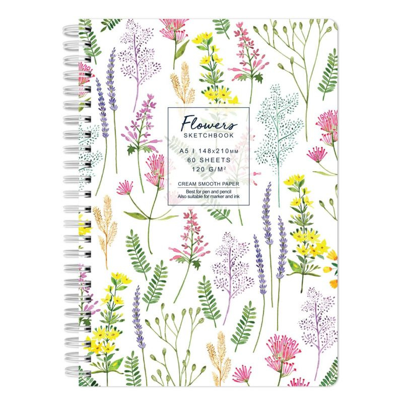 Kroužkový blok Flowers barevný (120g/m2, 60 listů) A5