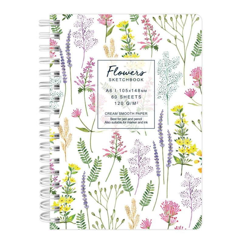 Kroužkový blok Flowers barevný (120g/m2, 60 listů) A6