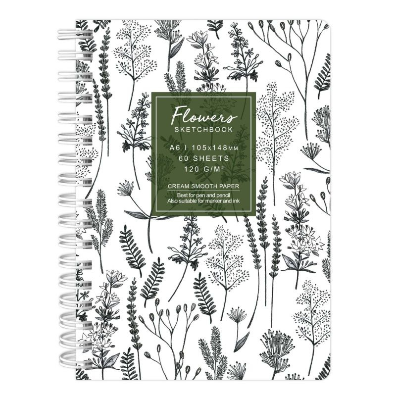 Kroužkový blok Flowers jednobarevný (120g/m2, 60 listů) A6