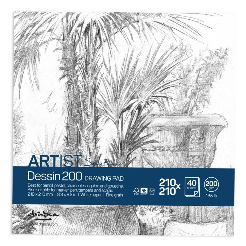 Skicák Artist Dessin 200 bílý (200g/m2, 40 listů) 21x21cm