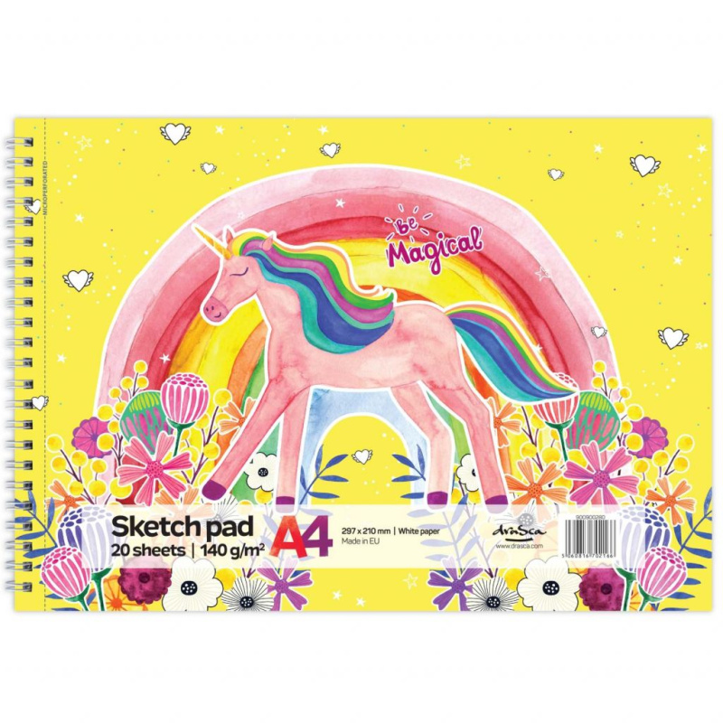 Kroužkový blok Jednorožec (140g/m2, 20 listů) A4