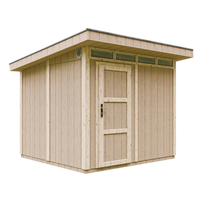 Timbela Dřevěný zahradní domek M903 plochá střecha, s podlahou, 279 x 294 cm