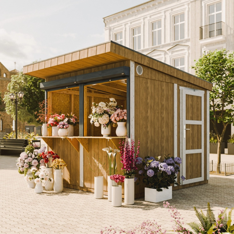 Timbela Prodejní stánek M950 z panelů LP SmartSide, přírodní, 236 x 250 cm