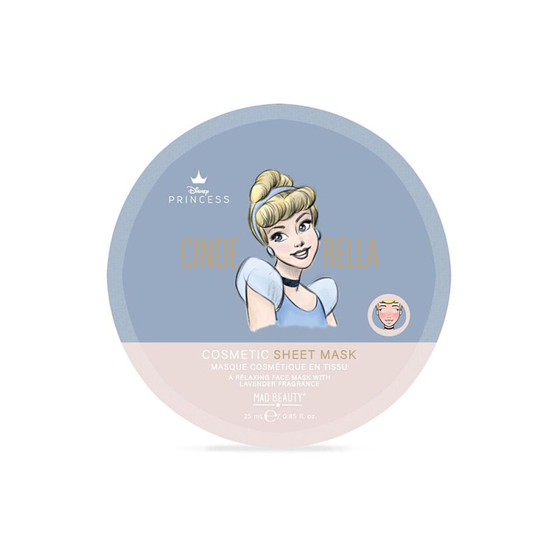 Mad Beauty Disney Princess Cinderella zklidňující plátýnková maska s vůní levandule 25 ml