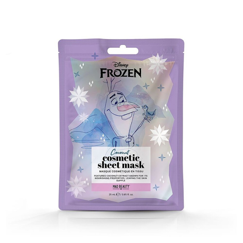Mad Beauty Frozen Olaf plátýnková maska s rozjasňujícím a hydratačním účinkem 25 ml