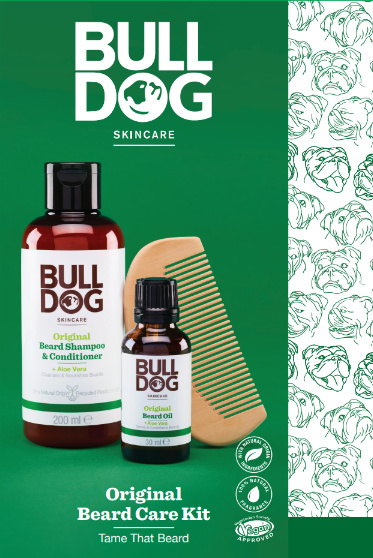 Bulldog Original Beard Care Kit dárková sada pro muže Peach Wood 10,4 cm