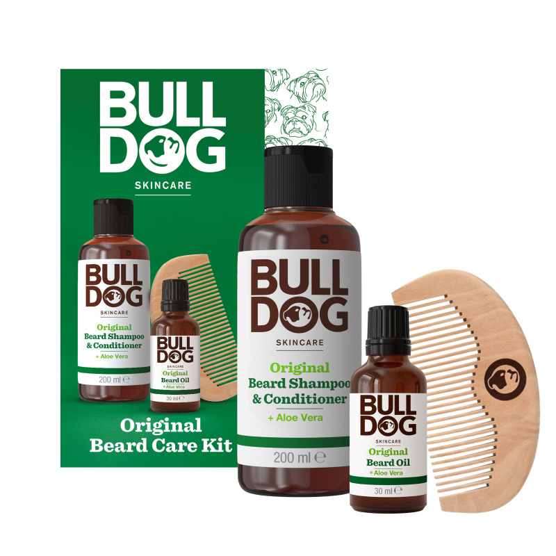 Bulldog Original Beard Care Kit dárková sada pro muže Peach Wood 10,4 cm