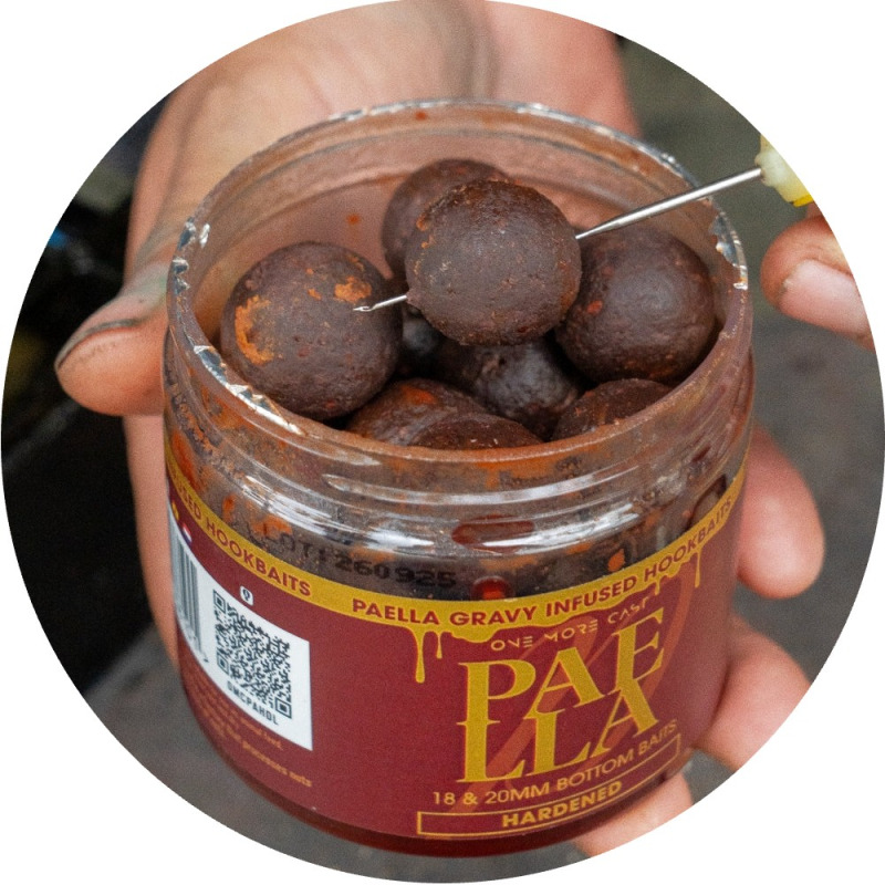 One more cast tvrzené boilie hard hook baits paella gravy sauce infused 150 g 18 & 20 mm