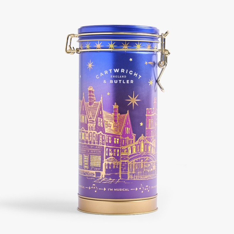 Cartwright & Butler Máslové sušenky se třemi druhy čokolády Night before Christmas v hrající plechové dóze, 200 g 4192