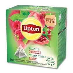 Lipton - zelený čaj - malina a granátové jablko pyramida