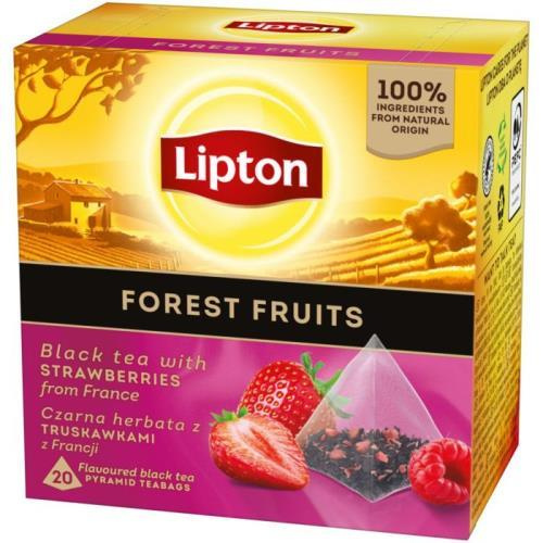 Černý čaj Lipton - pyramidy, příchuť červeného ovoce, 20x 1,7 g