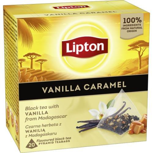 Černý čaj Lipton - pyramidy, příchuť vanilky a karamelu, 20x 1,7 g